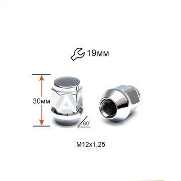 Гайка колісна A401344 М12х1, 25х30мм Конус (Matiz, Nissan, Niva, Subaru, Suzuki) закрита Хром Ключ 19 A401344 фото