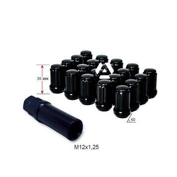 Гайка шлицевая A211444SD BA-20 M12х1,25х35мм Черный матовый 20гаек+1 спец.ключ в комплекте A211444SD BA-20 фото