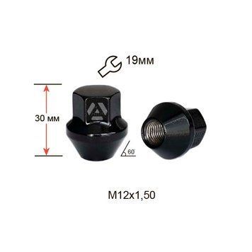 Гайка колесная A342145BA M12х1,5х30мм Конус (Ford) Закрытая Черный Хром Ключ 19 A342145 BA фото