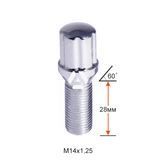 Болт колесный шлицевой A177110SD Cr M14х1,25х28мм Конус Хром (BMW, Mini) для узких отверстий в дискеКлюч-Адаптер AK192106SD A177110SD фото