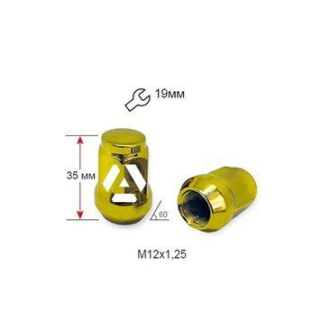 Гайка колісна A801444 GD M12х1,25х35мм Конус (Matiz, Nissan, Niva, Subaru, Suzuki) Закрита Золотий Хром Ключ19 A801444 GD фото