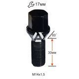 Болт колесный A174120 BK M14х1,5х30мм Конус Черный Ключ 17 (BMW, Volvo, Fiat, Citroen, Saab, Peugeot) Удлиненный A174120 BK фото