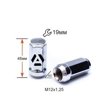 Гайка колісна A801944 М12х1,25х48мм Конус (Matiz, Nissan, Niva, Subaru, Suzuki) Закрита Хром Ключ 19 A801944 фото