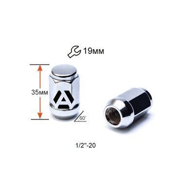 Гайка колісна A801442 Cr 1/2"-20 Хром висота 35 мм Конус з виступом, закрита., ключ 19мм A801442 фото